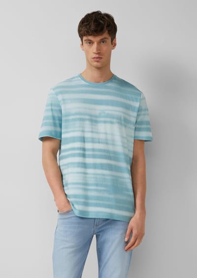 T-shirt van gemengd katoen en linnen met volledige print s.Oliver