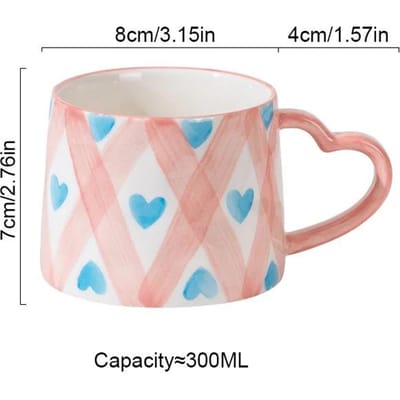 Keramische mok, creatief, schattig, handbeschilderd liefdeshart, koffiekopje, melk, havermout, ontbijt, afternoon tea, Valentijnsdagcadeau 301-400ml white