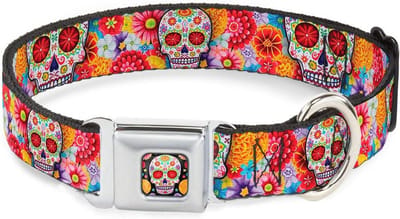 Kleurige Suiker Skulls Halsband voor Honden 9-15 inch