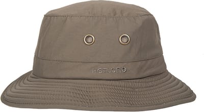 Hatland - Verkoelende UV Bucket hoed voor heren - Lykens Cooldown - Olijfgroen - maat L (59CM)