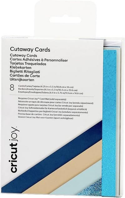 Cricut Joy™ Cutaway Cards Kaartenset – Beige, Turquoise (glanzend), Donkerblauw, Lichtblauw