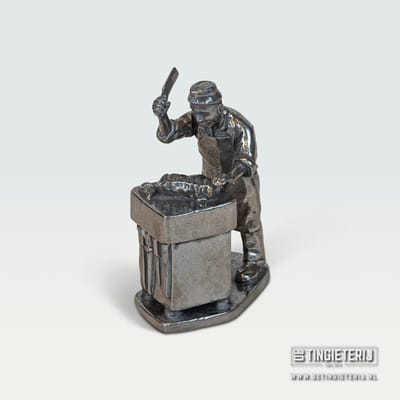 Beeldje Slager - Tin - jubileum geschenk - ambacht - slagerij - beroepen beeldje - Cadeau slager