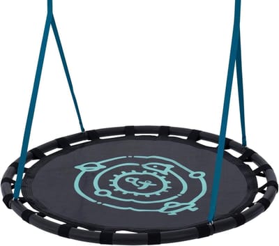 Nest Swing Zitje - Ronde Hangstoel - Buiten Spelen - Gewatteerde Randbescherming - 120 cm - Zwart