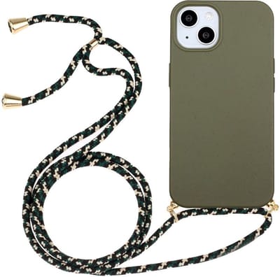 Geschikt voor Apple iPhone 15 Hoesje Flexibel TPU met Koord Back Cover Groen