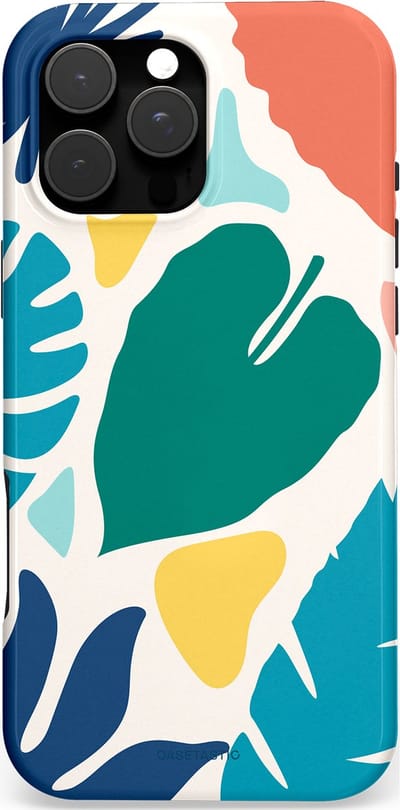 Casetastic Hoesje Geschikt voor Apple iPhone 16 Pro Max Magsafe - Stijlvolle Beschermende Duo-layer Case - Moderne Kunstbladeren