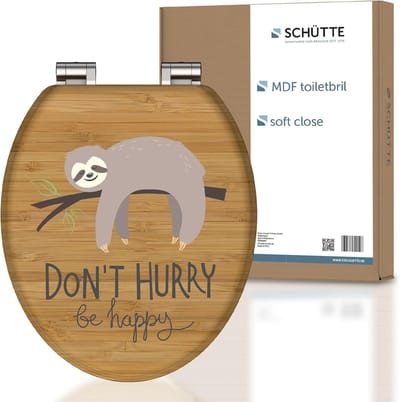 Toiletbril met deksel - WC bril - Badkamer vernieuwen - Softclose mechanisme - Universele vorm - Houtkleurig