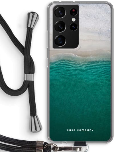 Case Company® - Hoesje met koord geschikt voor Samsung Galaxy S21 Ultra hoesje met Koord - Stranded - Telefoonhoesje met Zwart Koord - Bescherming aan alle Kanten en Over de Schermrand