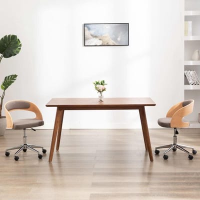 Eetkamerstoelen 2 STK - Draaibaar met wielen - Comfortabel zitten - Ergonomisch beukenhout - 48x53x74.5 cm - Taupe