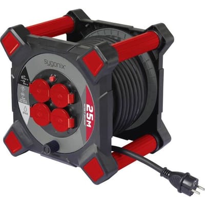 Sygonix SY-10236123 Kabelhaspel 25 m Zwart Randaarde stekker