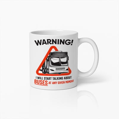 Waarschuwing Busliefhebber Mok 330ml | Grappige Koffiebeker Cadeau voor Buschauffeurs, Verzamelaars & Openbaar Vervoer Fans