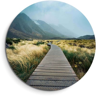 KitchenArt - Misty Valley Trail – Muurcirkel Binnen - ø 40 cm - Wandcirkel - Mét Ophangsysteem - Wanddecoratie - Muurdecoratie