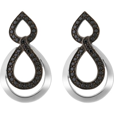 Orphelia 'Amber' Dames 925 Sterling Zilveren Hangoorbellen - Zilver/Zwart ZO-7092/2