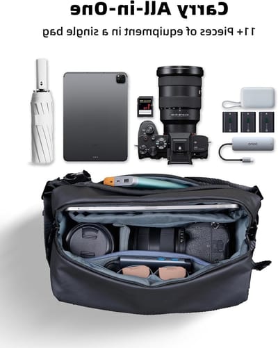 Draagbare Schoudertas voor DSLR en Systeemcamera's, Compacte Crossbody Tas met Verstelbare Schouderband voor Camera, Lenzen en Accessoires, Zwart