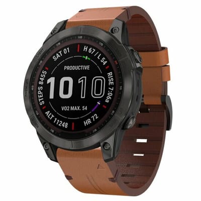 By Qubix - Geschikt voor Garmin bandje - 22mm Quickfit - Leren bandje - Bruin - Geschikt voor Garmin Instinct 3 / Instinct E - 45mm