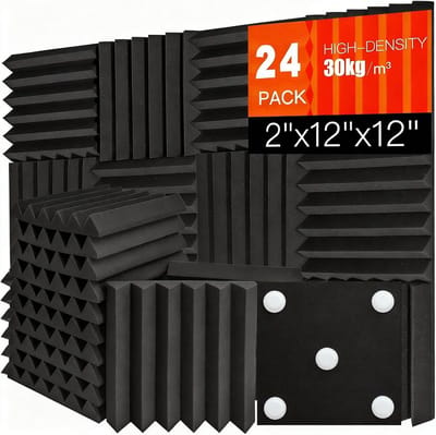 Zelfklevende Akoestische Panelen in Set van 24 - Geluidsisolatie Wiggen voor Studio en Kantoor