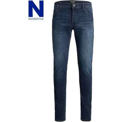 Jack & Jones blauwe heren jeans   Glenn   Stonewash wassing   Slim Fit   5-Pocket zakken   Knoopsluiting   Duurzaam   Low waist Blauw 33/32
