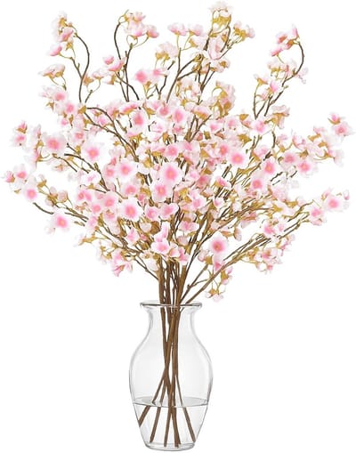 SnelShoppen - Kunstmatige Hortensia, 4 Stuks, Kersenbloesem, 107 cm - Silk Bloemen, Lange Steel voor Bruiloft, Feest, Thuis, Vaas, Tafel, Balkon