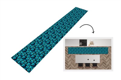 Keukenloper - Loper keuken - Jungle - Blauw - Blad - Planten - Patroon - 300x50 cm - Keukenloper vinyl