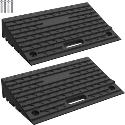 ACXIN Bordsteinramp – Rubber Opritten – Robuuste Deur- en Drempelramp – Anti-Slip Weerbestendig Handheld – Randsteen Garage Oprit – 53x32x10 cm – 2 Stuks – Zwart