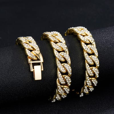 Europese en Amerikaanse Modetrend Hip Hop Hiphop Ketting 14mm Super Dikke Zinklegering Strass Ketting 50cm