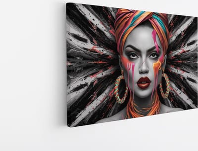 Saammp Canvas Schilderij - Vrouw - Kleurrijk - abstract - 30x20 - Foto op canvas - Wanddecoratie - Muurdecoratie Woonkamer - Slaapkamer decoratie - Canvas Print