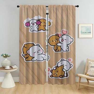 Kawaii Beer Verduisterende Gordijnen 2 Stuks Gordijnen voor Woonkamer Gordijn Schaduwen Scheidingswand Halloween Decoratie Keuken Elegant W50xH70cmx2pcs-CL