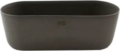 BLOEMPOT VAN GERECYCLED KUNSTSTOF, HOUT EN STEENPOEDER DONKERGRIJS 40X15,5X13,6CM