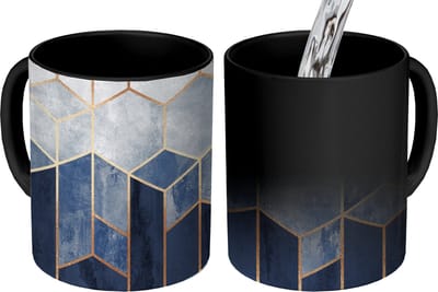 Magische Mok - Foto op Warmte Mokken - Koffiemok - Hexagon - Gold - Luxe - Patronen - Magic Mok - Beker - 350 ML - Theemok