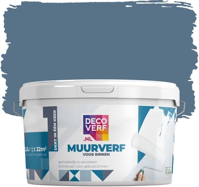 Decoverf muurverf mat pruisisch blauw, 2.5L