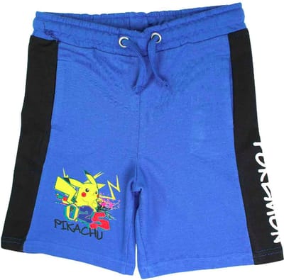 Pokémon jongens short / bermuda - korte broek met Pikachu opdruk - blauw - maat 14 jaar