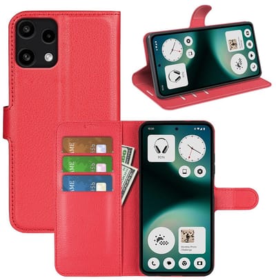 MobyDefend Hoesje - Geschikt voor Nothing Phone (3a) Lite - Kunstleren Wallet Book Case (Sluiting Voorkant) - Rood