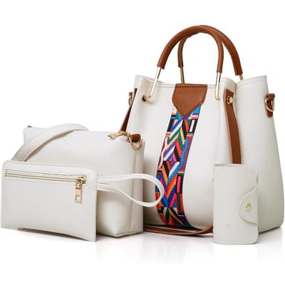 Paquet de 4 pièces pour dames de haute qualité Sac à bandoulière européen et américain à poignée unique Sac femme Sac diagonale à la mode pour mère et enfant One size beige