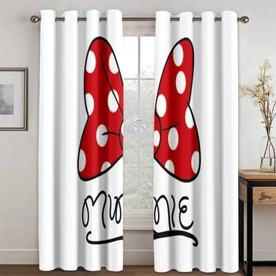 Roze Lief Meisje Strik Lichtfilterende Gordijnen Thema Decoratief 2 Panelen Dunne Gordijnen Voor Slaapkamer Woonkamer 100W160H(CM)40x63in&Grommet Top red
