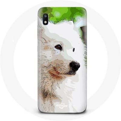 Coque - Samsung - Galaxy A10 - Chien Samoyède - Souple - Mixte blanc