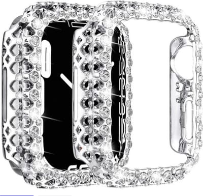 "Super Stevige Bling Kristallen Bumperhoes - Geschikt Voor Apple Watch Case 41mm - Diamant PC Beschermende Harde PC Frame - Geschikt voor Apple Watch Serie 8 7 41mm Star Light