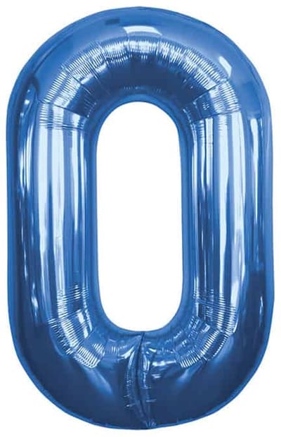 Folieballon Cijfer 0 Blauw - 86 cm