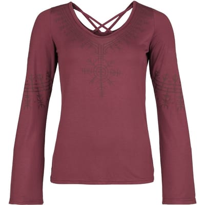Black Premium by EMP Shirt met lange mouwen - Pagan Roots top met trompetmouwen - S tot XXL - voor Vrouwen - donkerrood