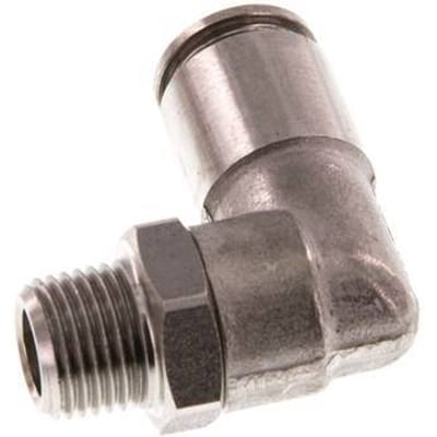 6mm x R1/8'' 90 graden L-verbinding RVS Insteekfitting Buitendraad Draaibaar FKM