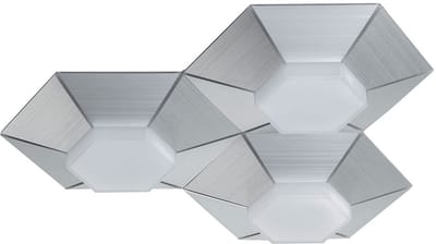 Plafondlamp dimbaar via wandschakelaar LED plafondlamp woonkamer, geborsteld aluminium, 15W 1200lm warm wit, LxH 40x8,5 cm, Wofi 9165.03.63.9000