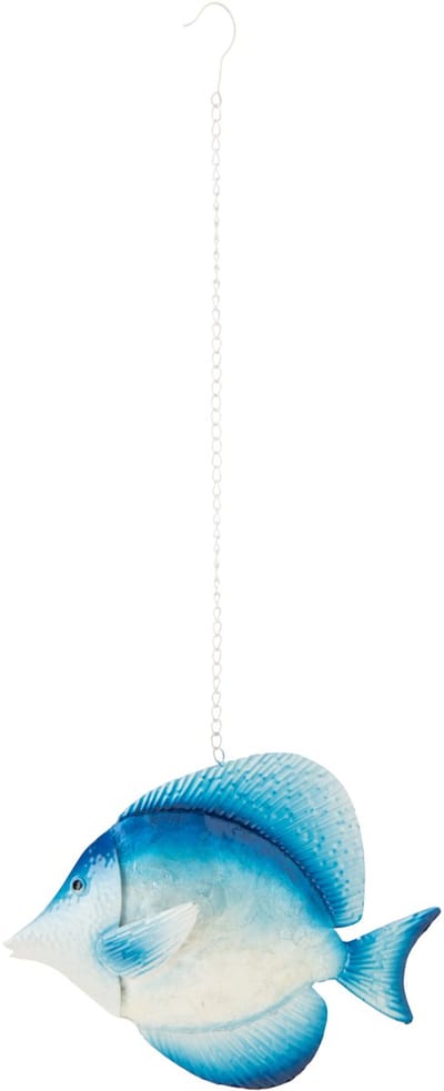 J-Line decoratie Vis Breed Hangend - metaal - blauw/wit