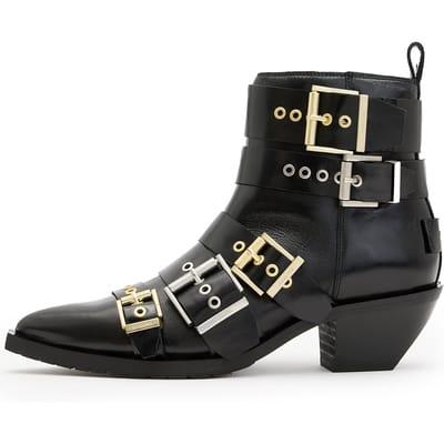 AllSaints Jane Buckle Boot Black Maat: 40 | Laarzen Outlet | Dames | Zwart