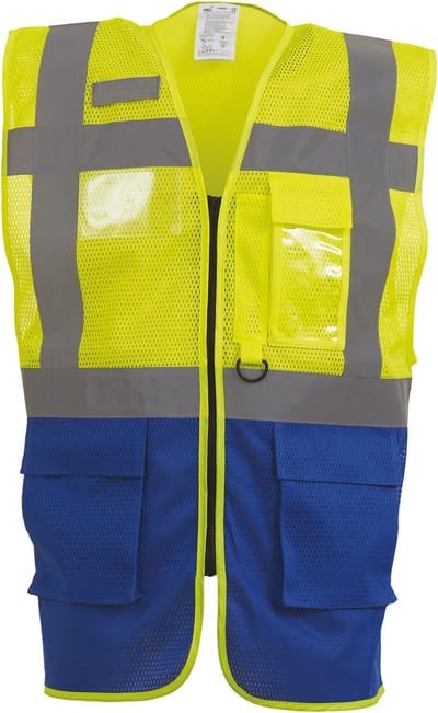 Yoko Top Cool -hoge zichtbaarheid vest YHVW820 - Hi Vis Yellow / Royal Blue - S