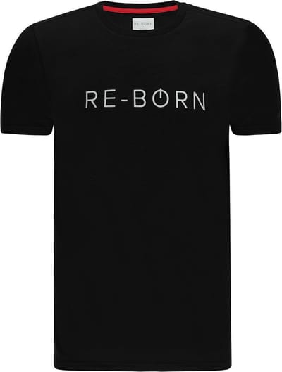 Re-Born Logo Korte Mouw T-shirt Heren - Zwart - Maat S