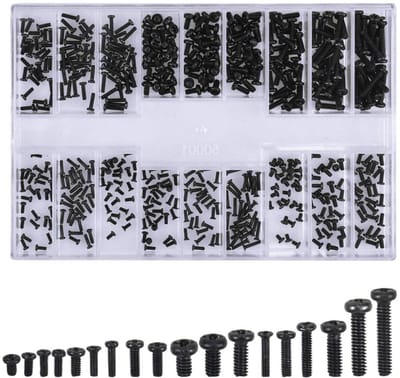 Complete Mini Schroeven Set met 500 Stuks, Assortiment voor Horloges, Brillen en Computers, Inclusief M1, M2 en Diverse Kopvormen