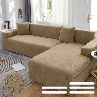 Universele Stretch Sofa Cover voor L-vormige Hoekbank, Moderne Bescherming met Antislip Schuim en Kussens, Geschikt voor 1/2/3/4 Zits Banken