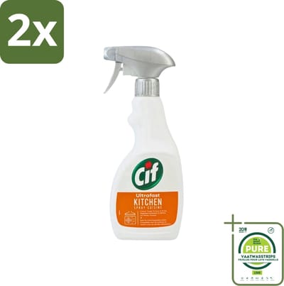 Cif - Keuken Spray - Super Snel - Verwijdert Hardnekkig Vuil - 500ml - Voordeelverpakking - 2 stuks - Keuken schoonmaken - Vet verwijderen