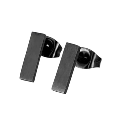Rechthoekige Oorknopjes - RVS Staal Bar 10x2mm - Zwart