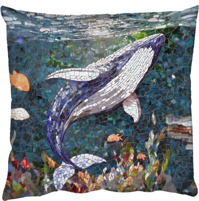 Sierkussens - Kussentjes Woonkamer - 50x50 cm - Mozaïek - Walvis - Koraal - Water