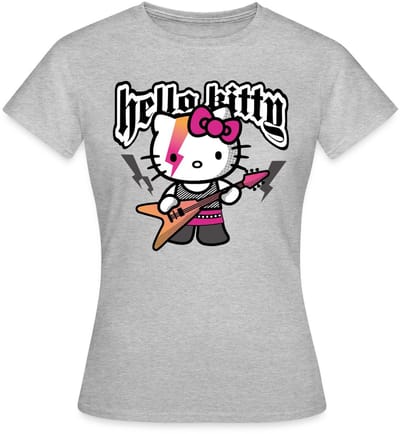Hello Kitty In Een Rockoutfit Speelt E-gitaar T-Shirt Dames