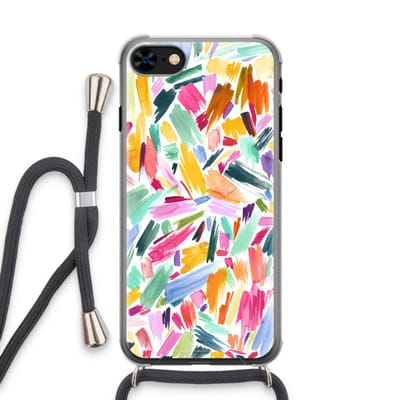 Case Company® - Hoesje met koord geschikt voor iPhone 7 hoesje met Koord - Watercolor Brushstrokes - Telefoonhoesje met Zwart Koord - Bescherming aan alle Kanten en Over de Schermrand